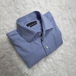 Ralph Lauren BLACK LABEL Shirt Mens 15.5 Blue Designer French Cuff Made In Italy